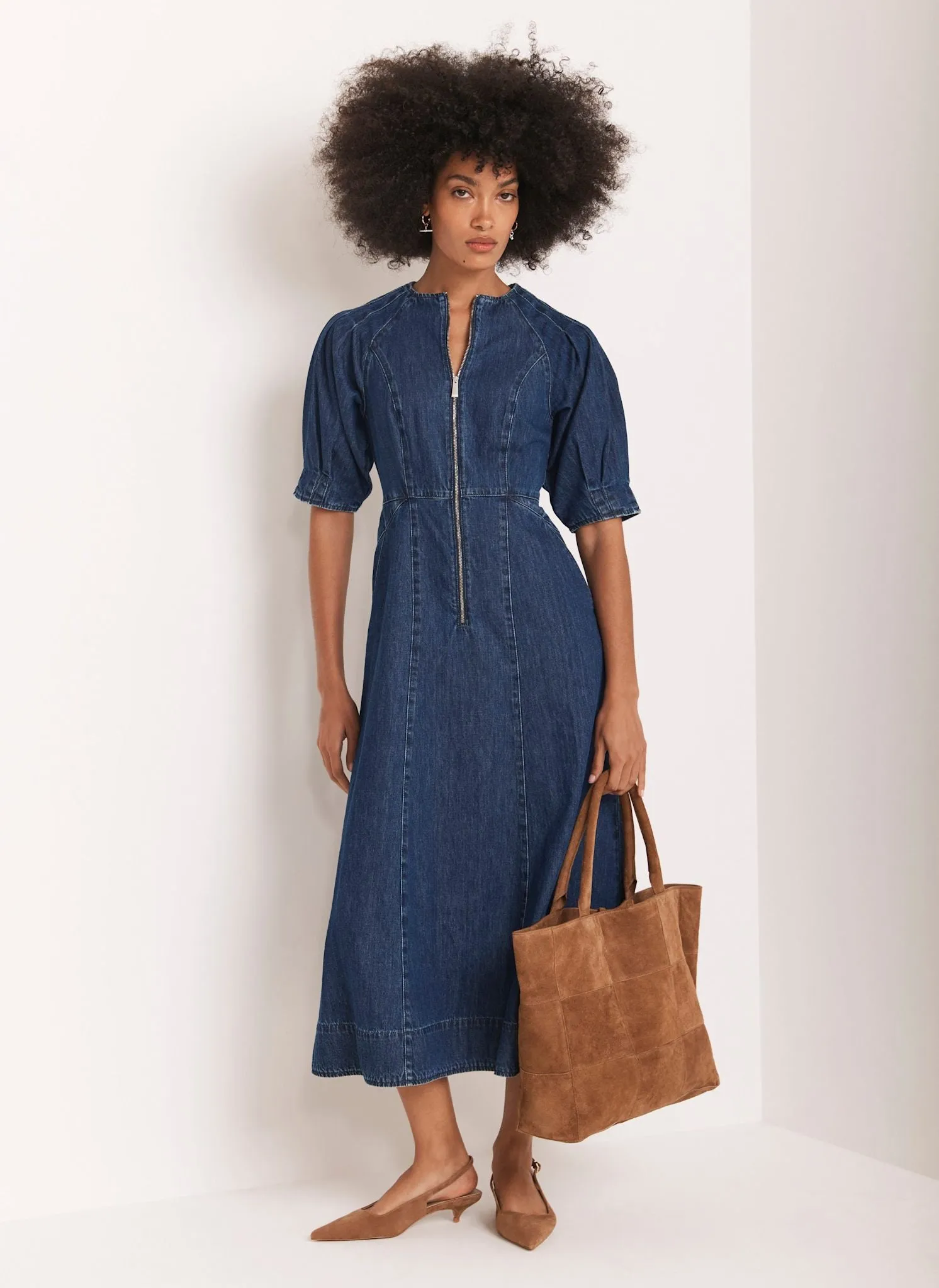 Indigo Denim Zip Midi Dress sold by Mint Velvet product image thumbnail 5