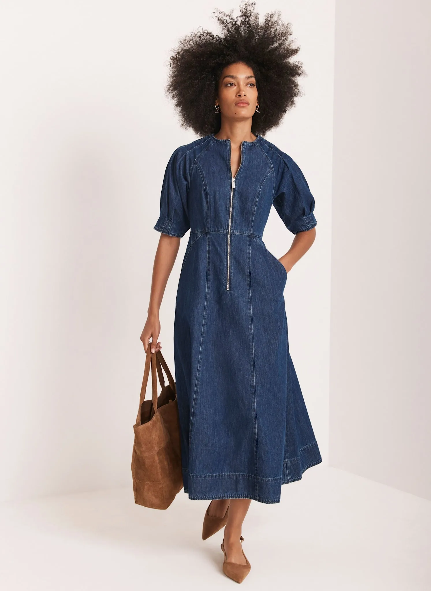 Indigo Denim Zip Midi Dress sold by Mint Velvet product image thumbnail 2