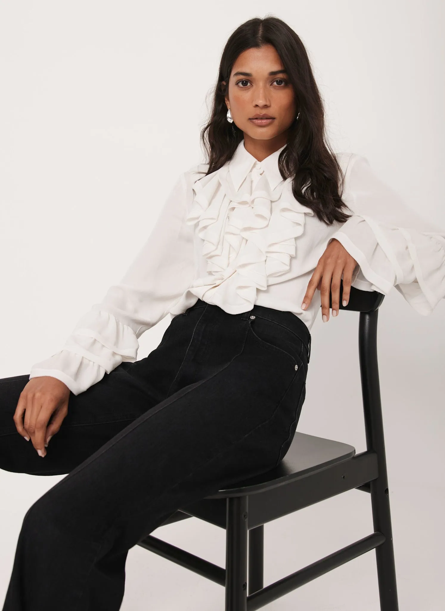 White Ruffle Detail Shirt sold by Mint Velvet product image thumbnail 4