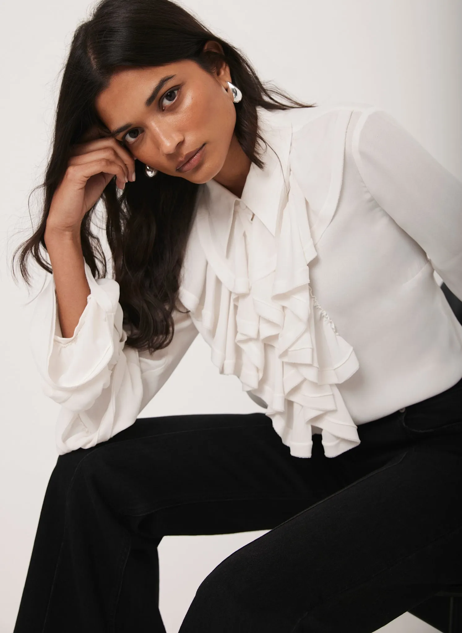 White Ruffle Detail Shirt sold by Mint Velvet product image thumbnail 3