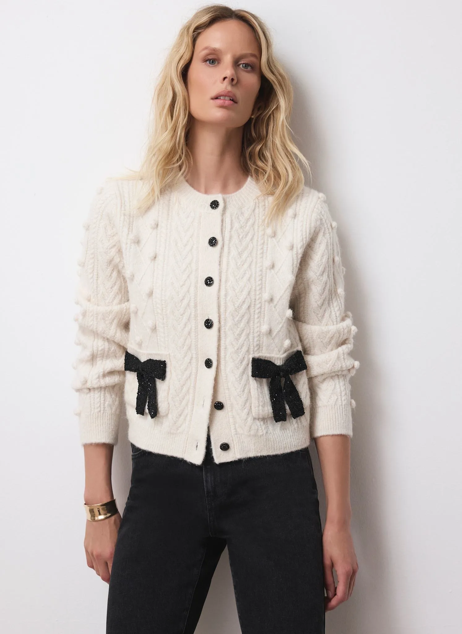 Cream Bow Detail Wool Blend Cardigan sold by Mint Velvet product image thumbnail 5