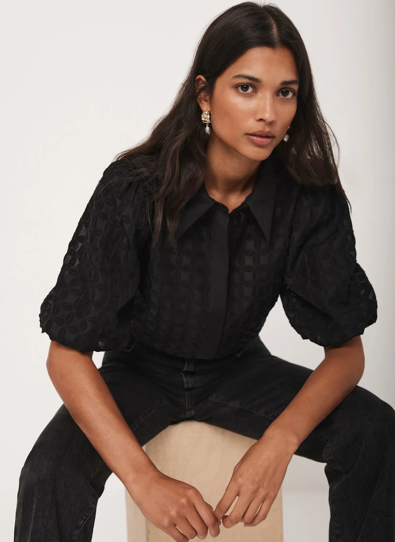 Black Petal Detail Shirt sold by Mint Velvet product image thumbnail 3