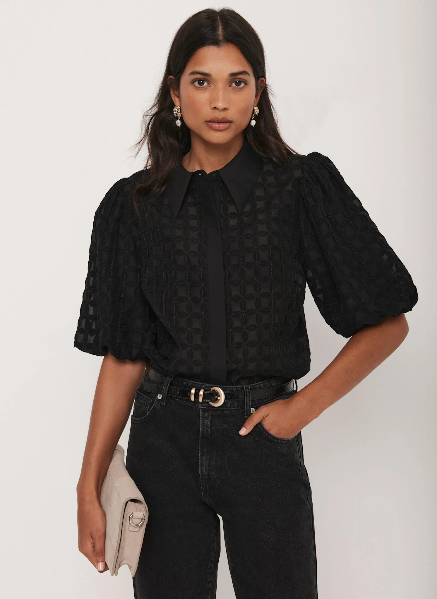 Black Petal Detail Shirt sold by Mint Velvet product image thumbnail 4