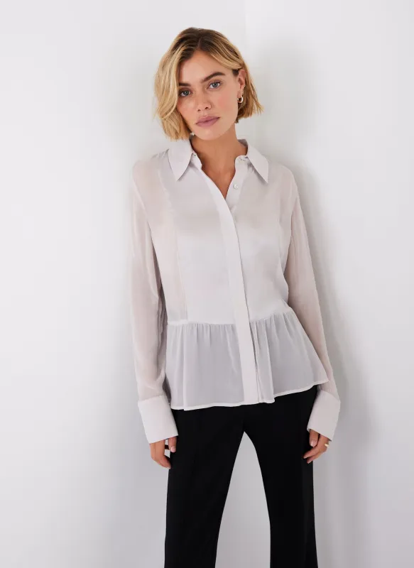 Neutral Satin Panel Shirt sold by Mint Velvet