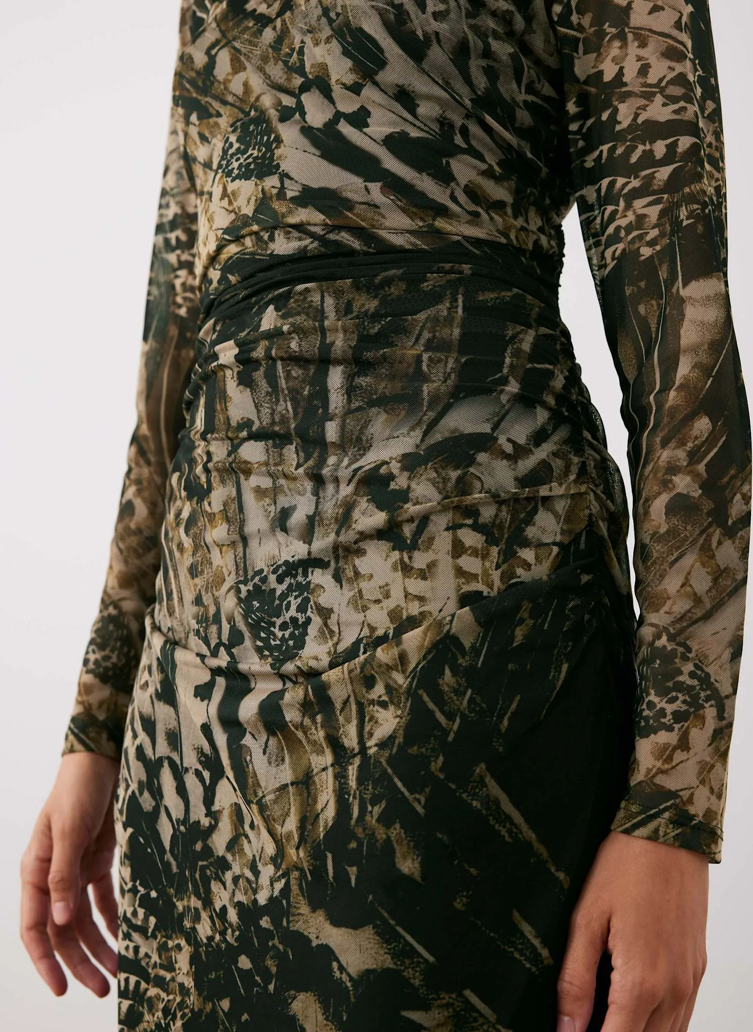 Black Feather Print Mesh Midi Dress sold by Mint Velvet product image thumbnail 5