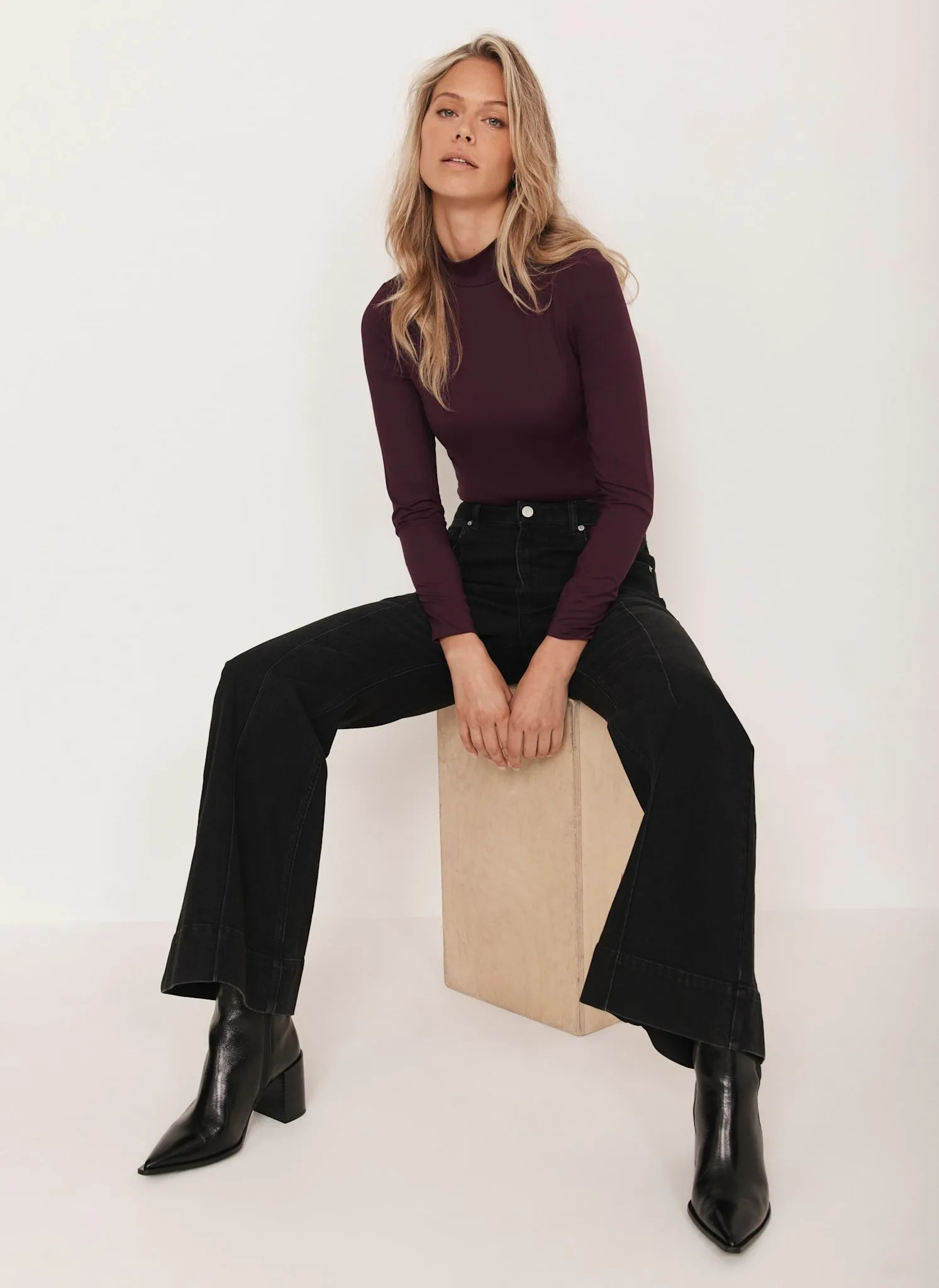 Burgundy High Neck Basic Top sold by Mint Velvet product image thumbnail 2