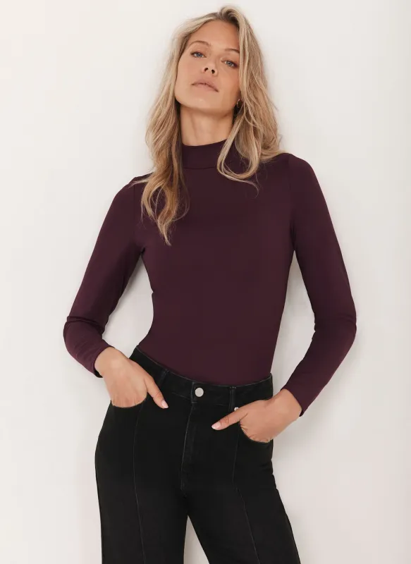 Burgundy High Neck Basic Top sold by Mint Velvet