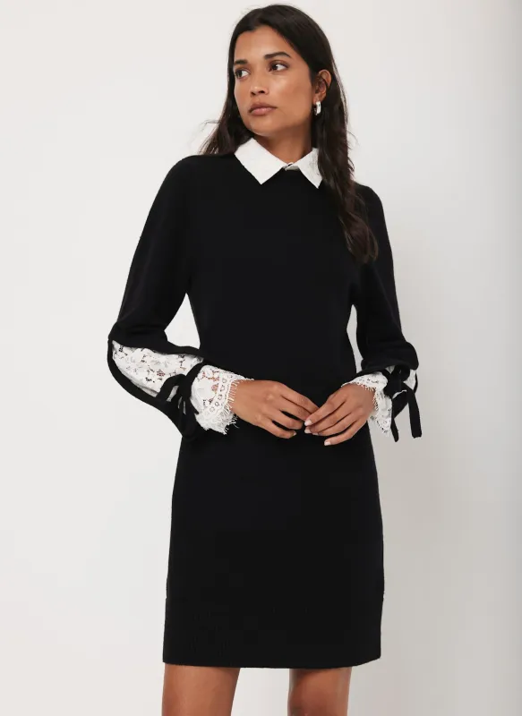 Black Lace Detail Mini Dress sold by Mint Velvet