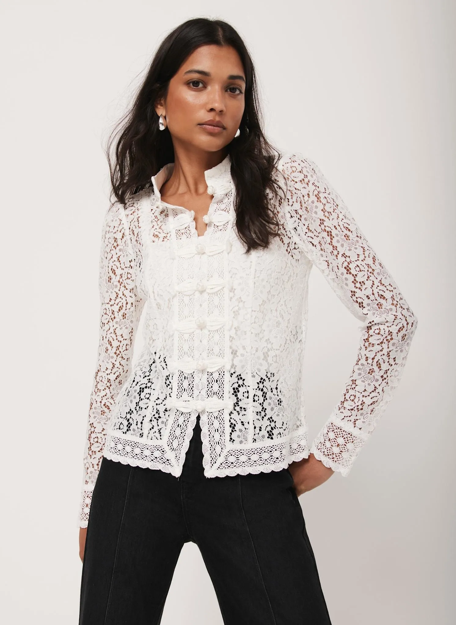 White Lace Scallop Trim Top sold by Mint Velvet