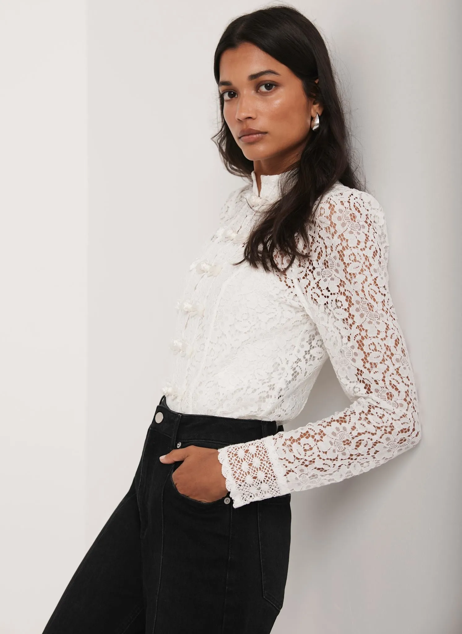 White Lace Scallop Trim Top sold by Mint Velvet product image thumbnail 3