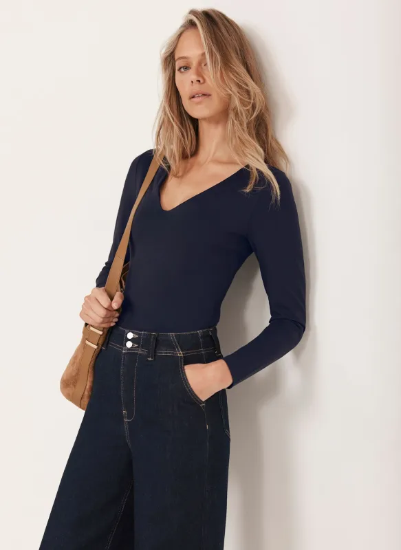 Navy Long Sleeve Layering Top sold by Mint Velvet