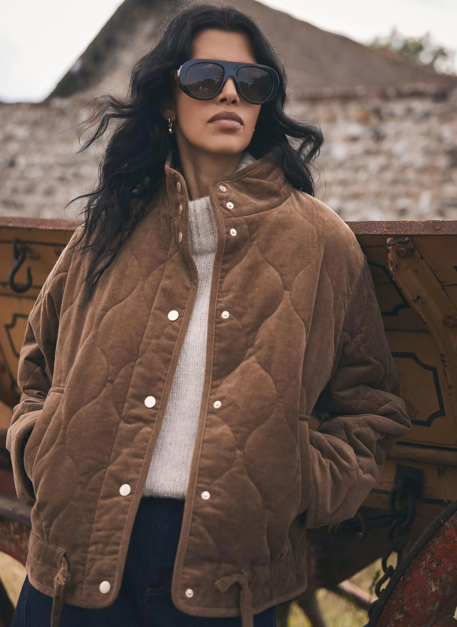 Brown Corduroy Quilted Jacket sold by Mint Velvet