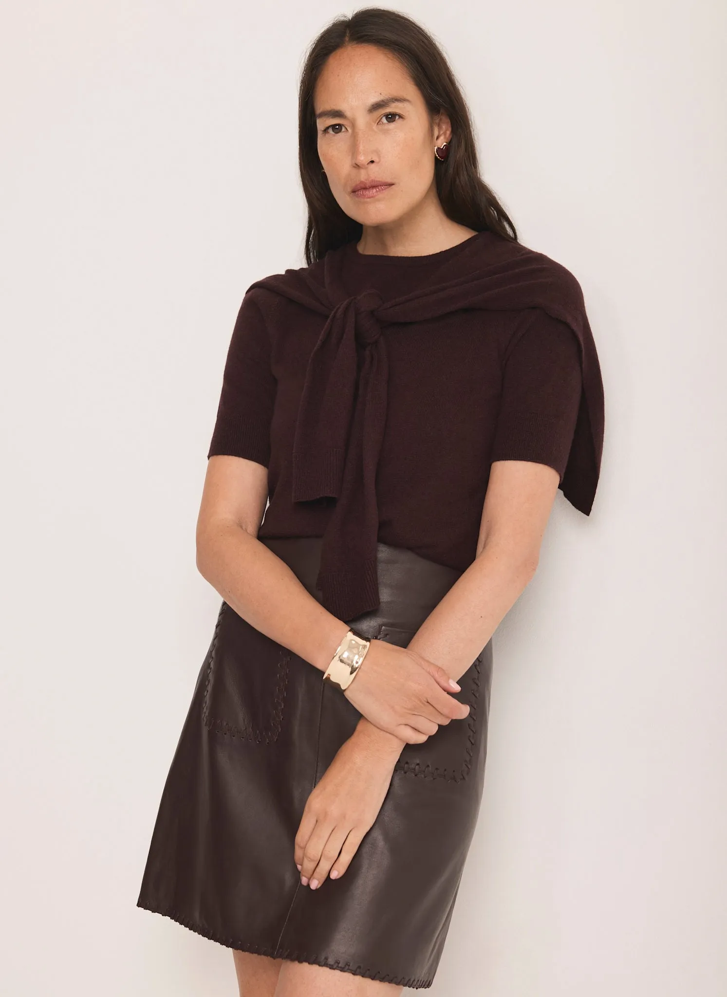 Burgundy Leather Mini Skirt sold by Mint Velvet product image thumbnail 3