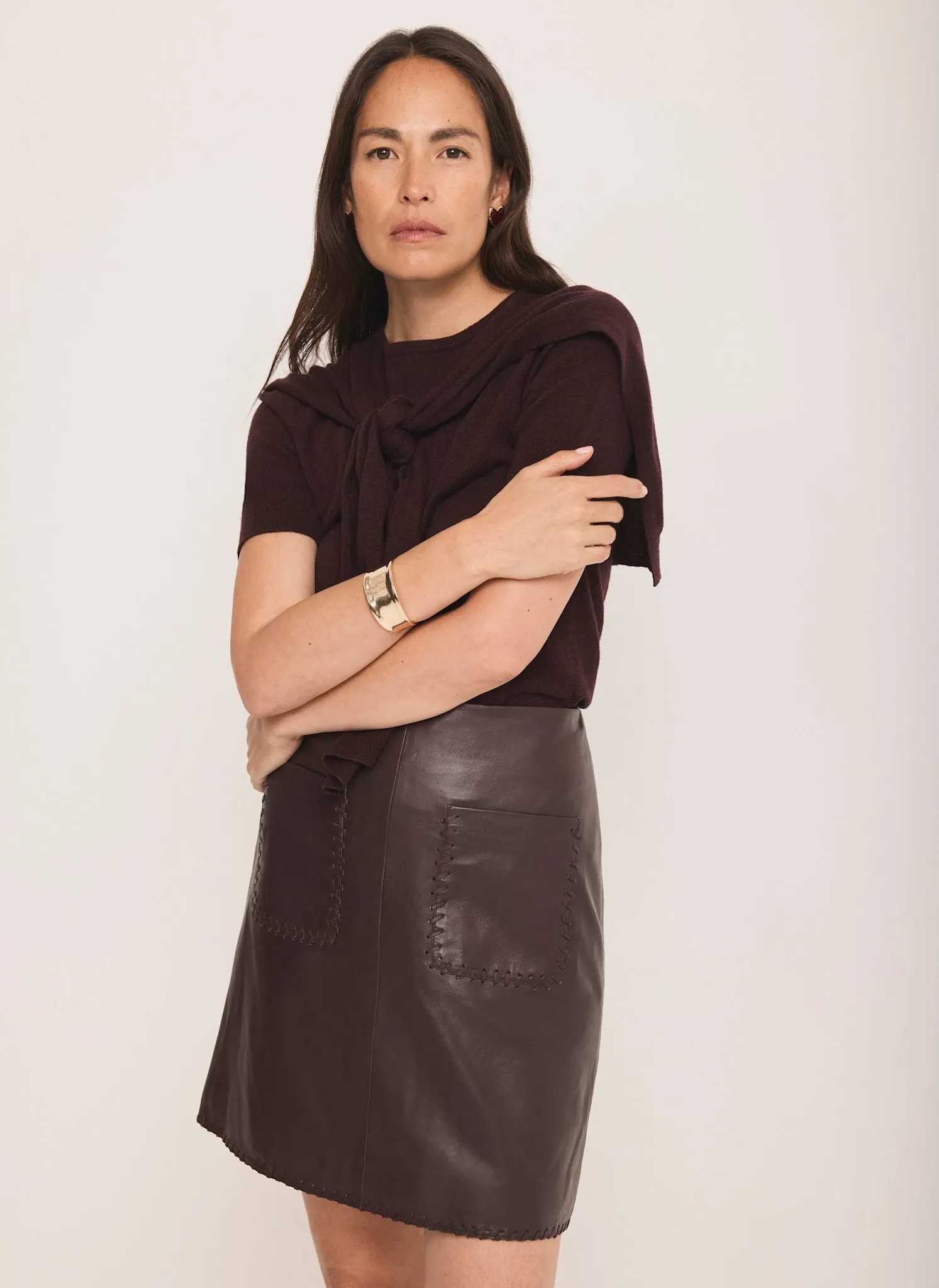 Burgundy Leather Mini Skirt sold by Mint Velvet product image thumbnail 5