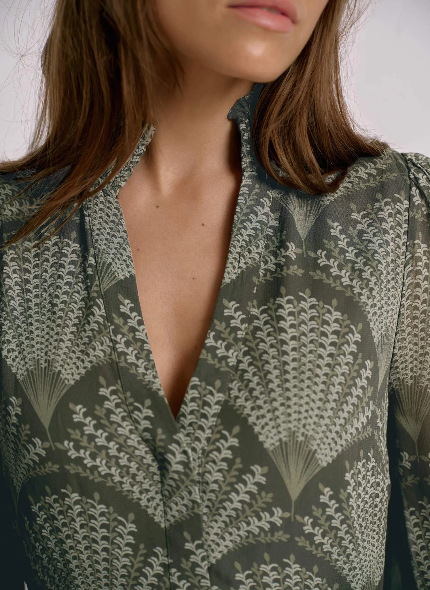 Khaki Printed Long Sleeve Mini Dress sold by Mint Velvet product image thumbnail 4