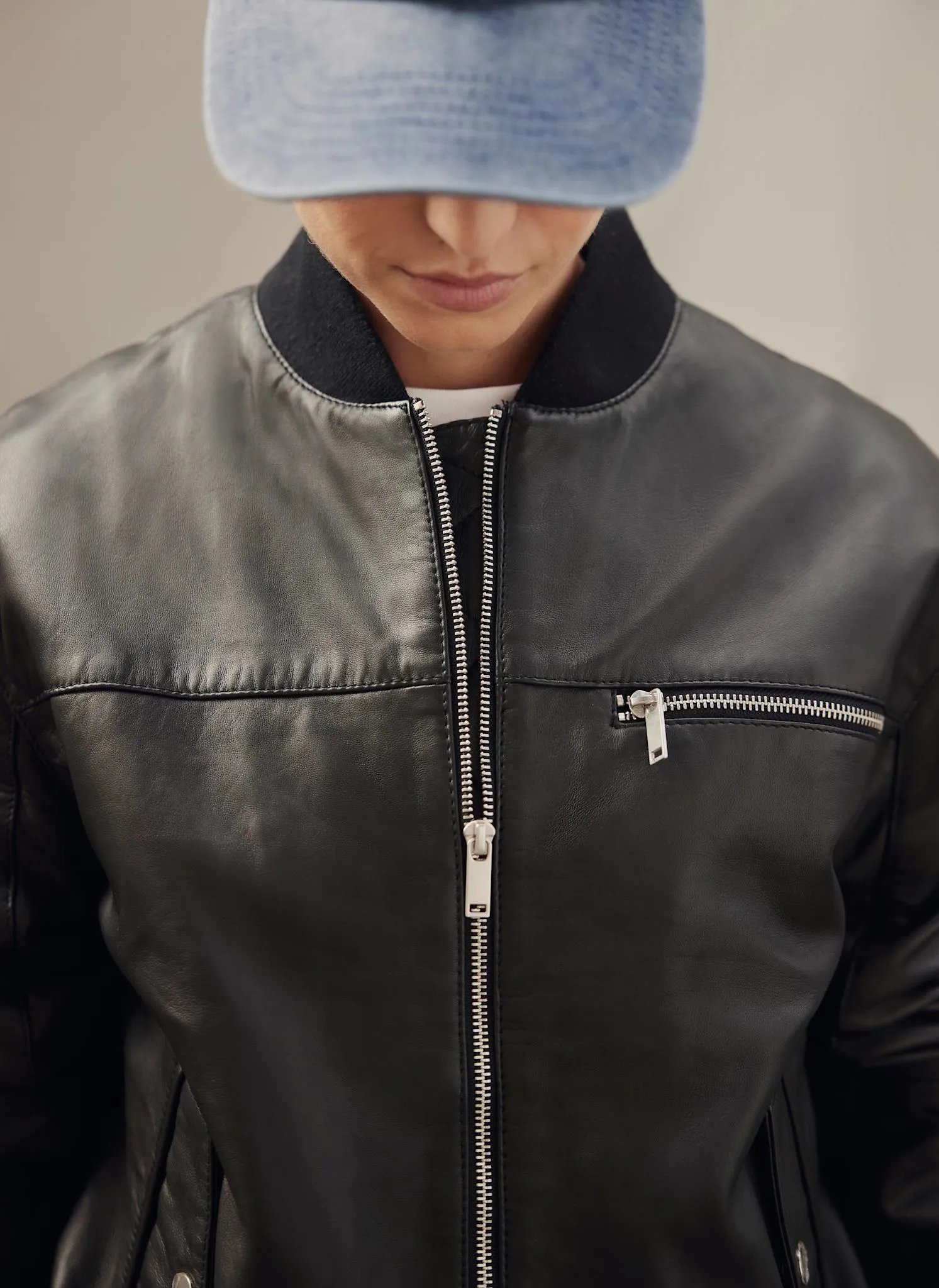 Black Leather Bomber Jacket sold by Mint Velvet product image thumbnail 5