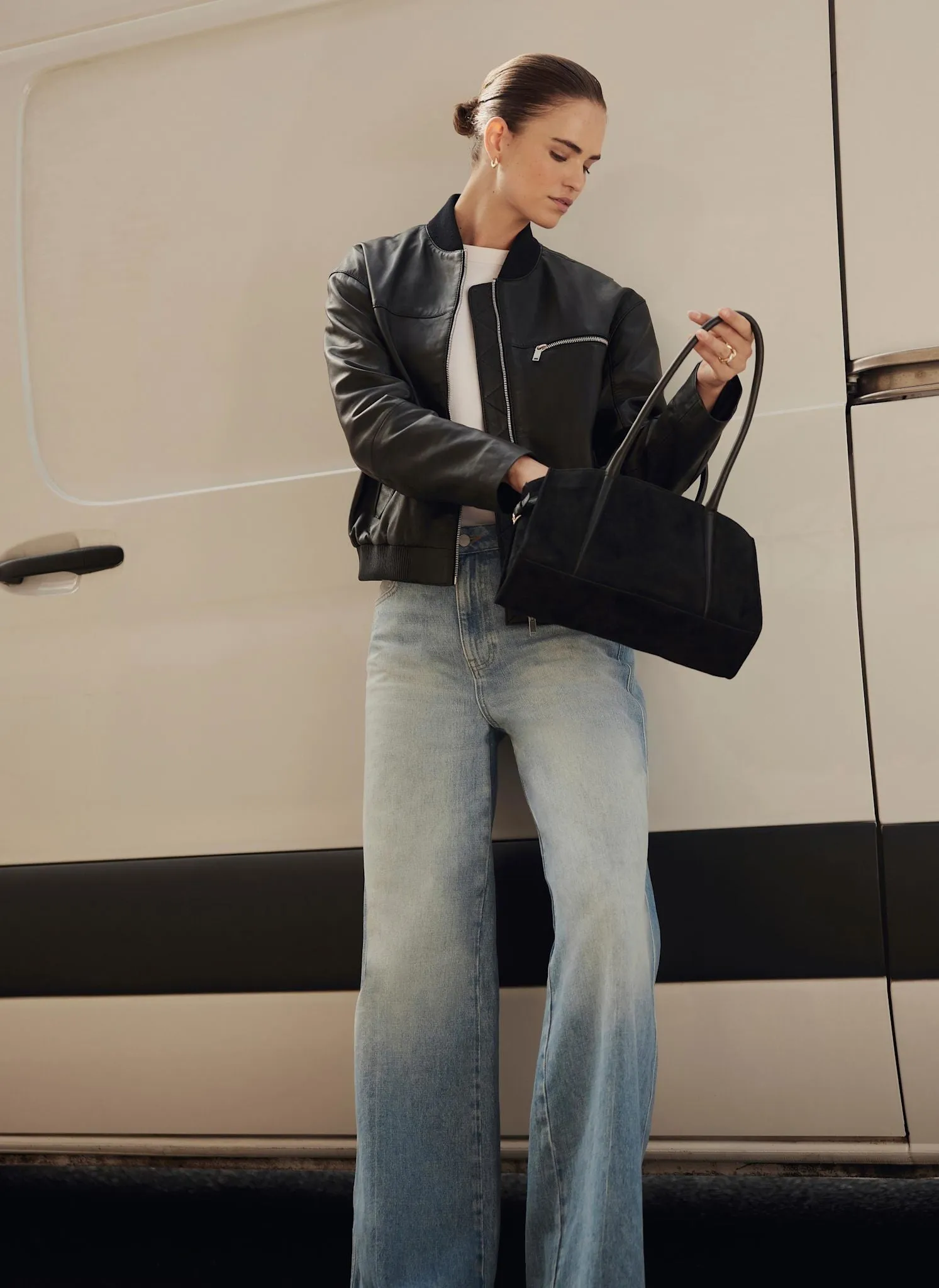 Black Leather Bomber Jacket sold by Mint Velvet product image thumbnail 2