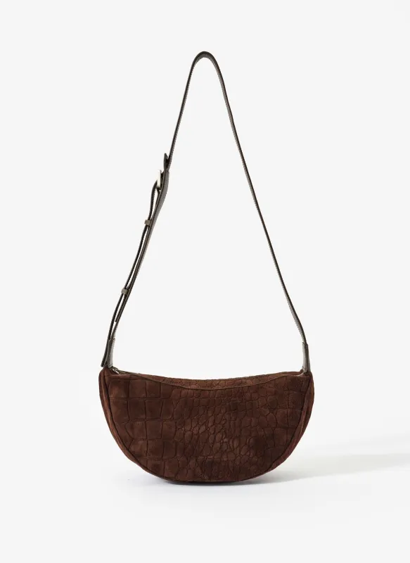 Dolly Brown Textured Suede Scoop Sling Bag sold by Mint Velvet
