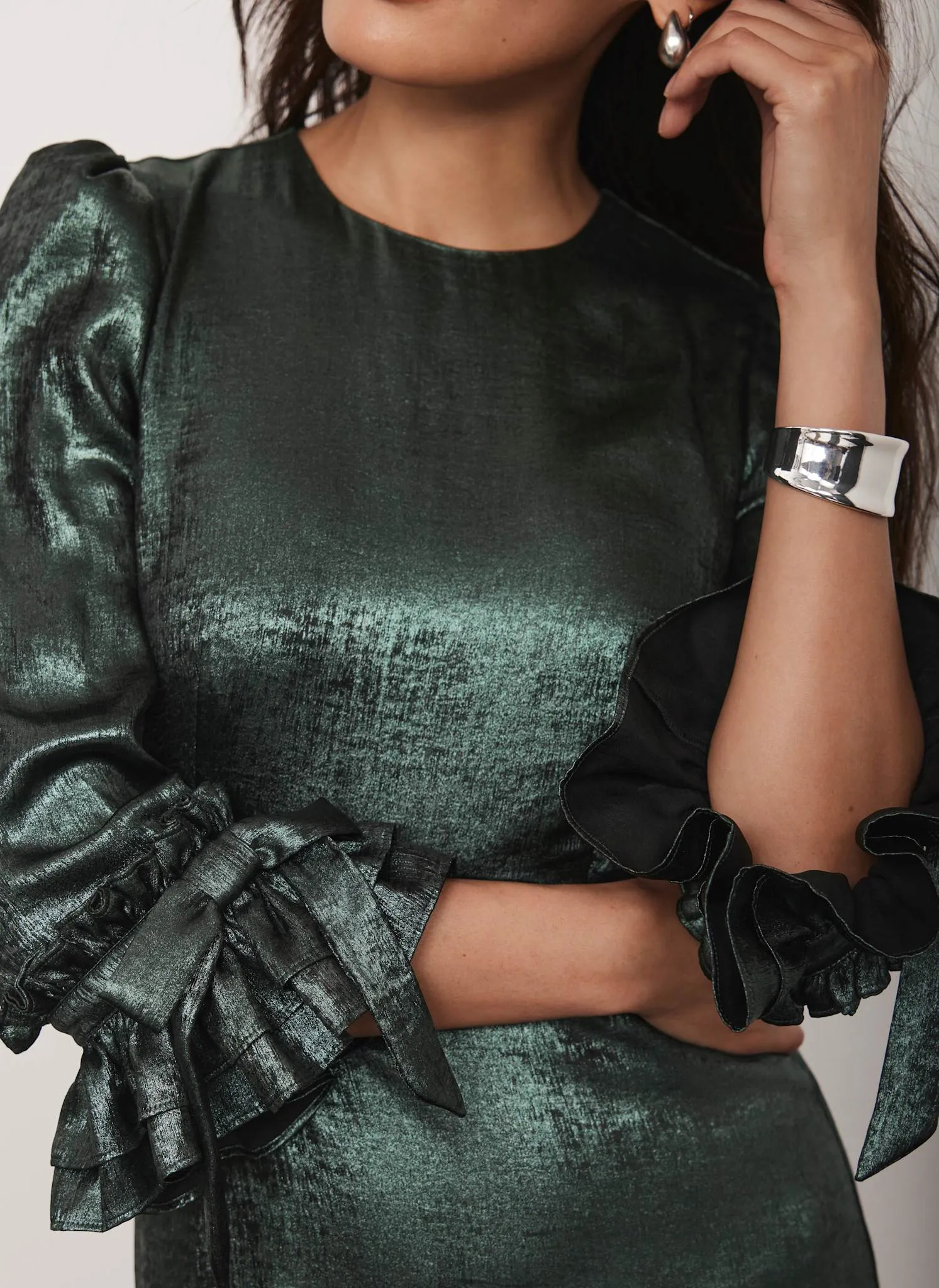 Green Metallic Midi Dress sold by Mint Velvet product image thumbnail 4