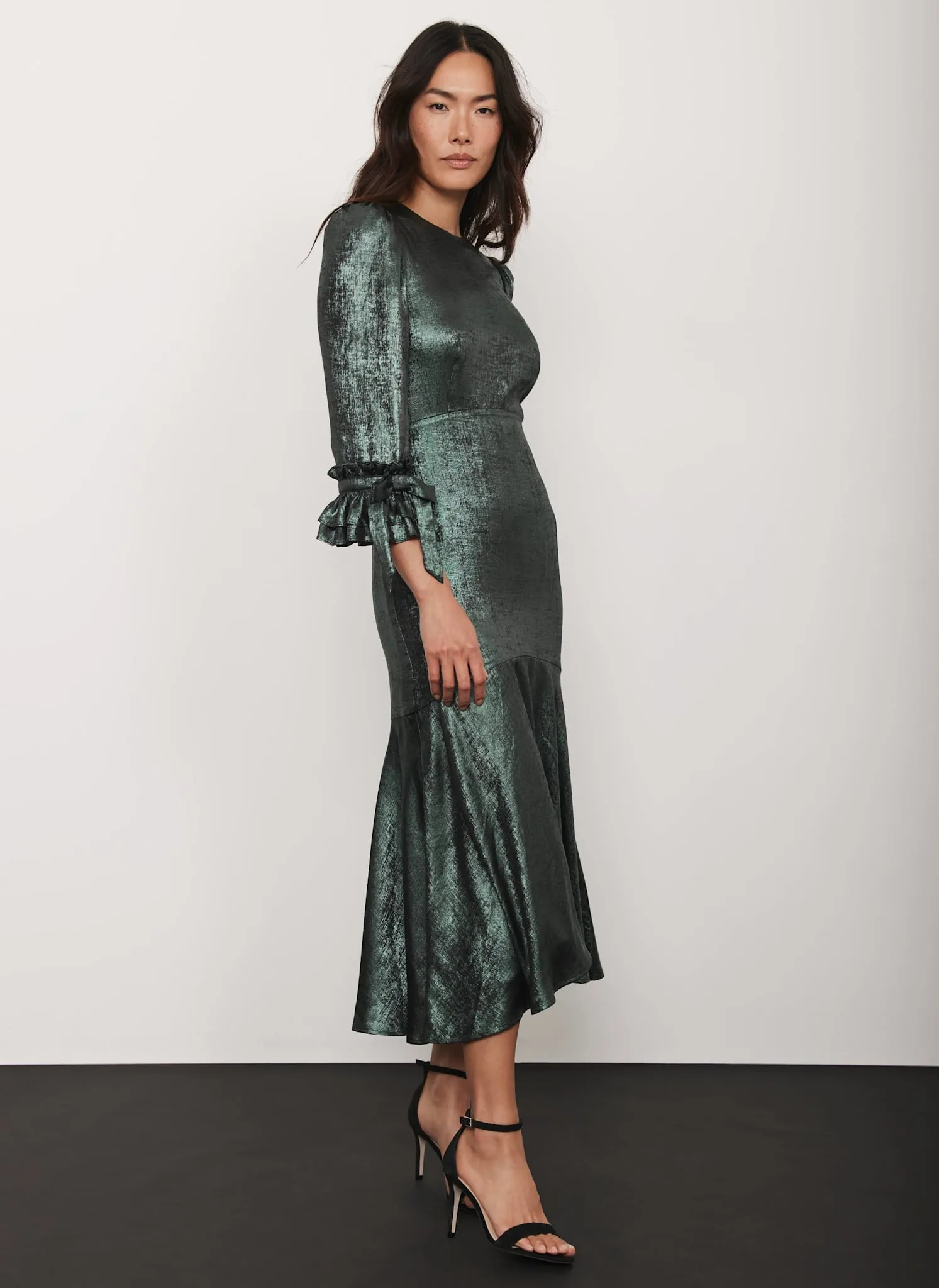 Green Metallic Midi Dress sold by Mint Velvet product image thumbnail 3