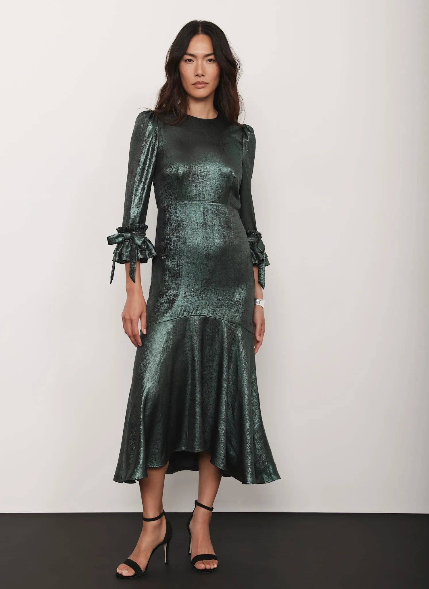 Green Metallic Midi Dress sold by Mint Velvet