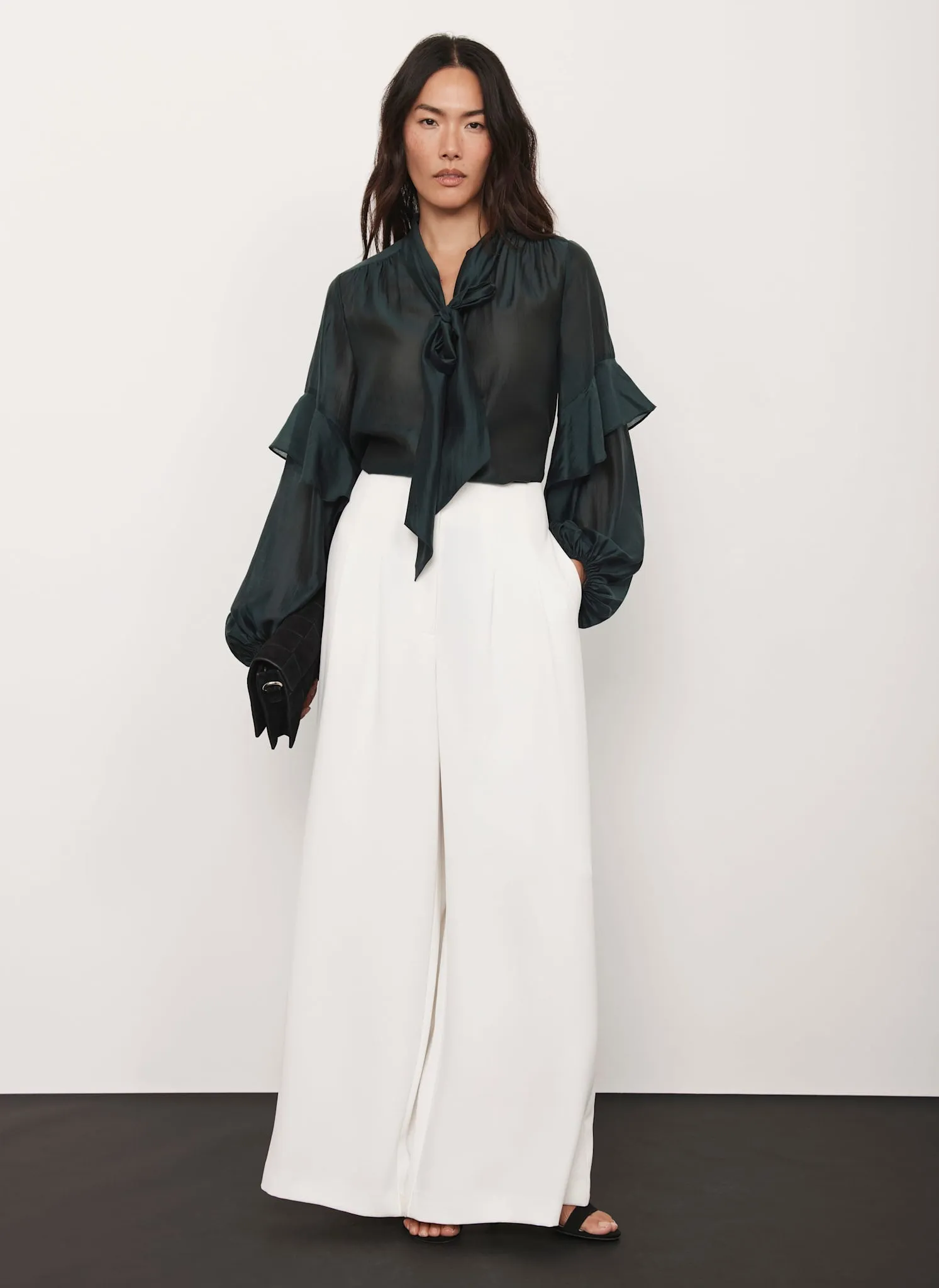 Green Pussy Bow Ruffle Blouse sold by Mint Velvet product image thumbnail 5