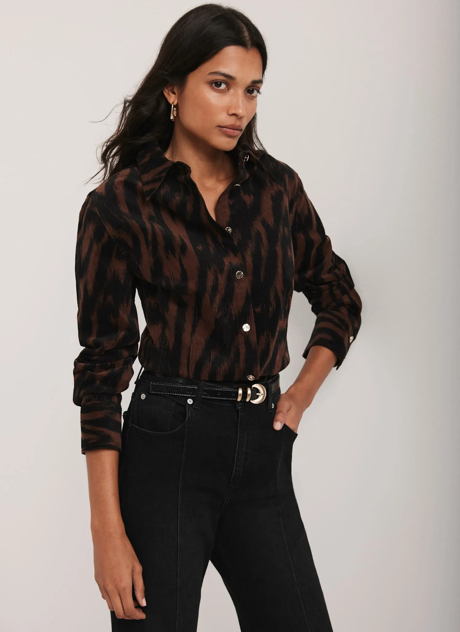 Brown Zebra Print Corduroy Shirt sold by Mint Velvet product image thumbnail 5