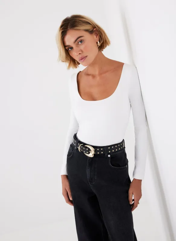 White Scoop Neck Long Sleeve Top sold by Mint Velvet