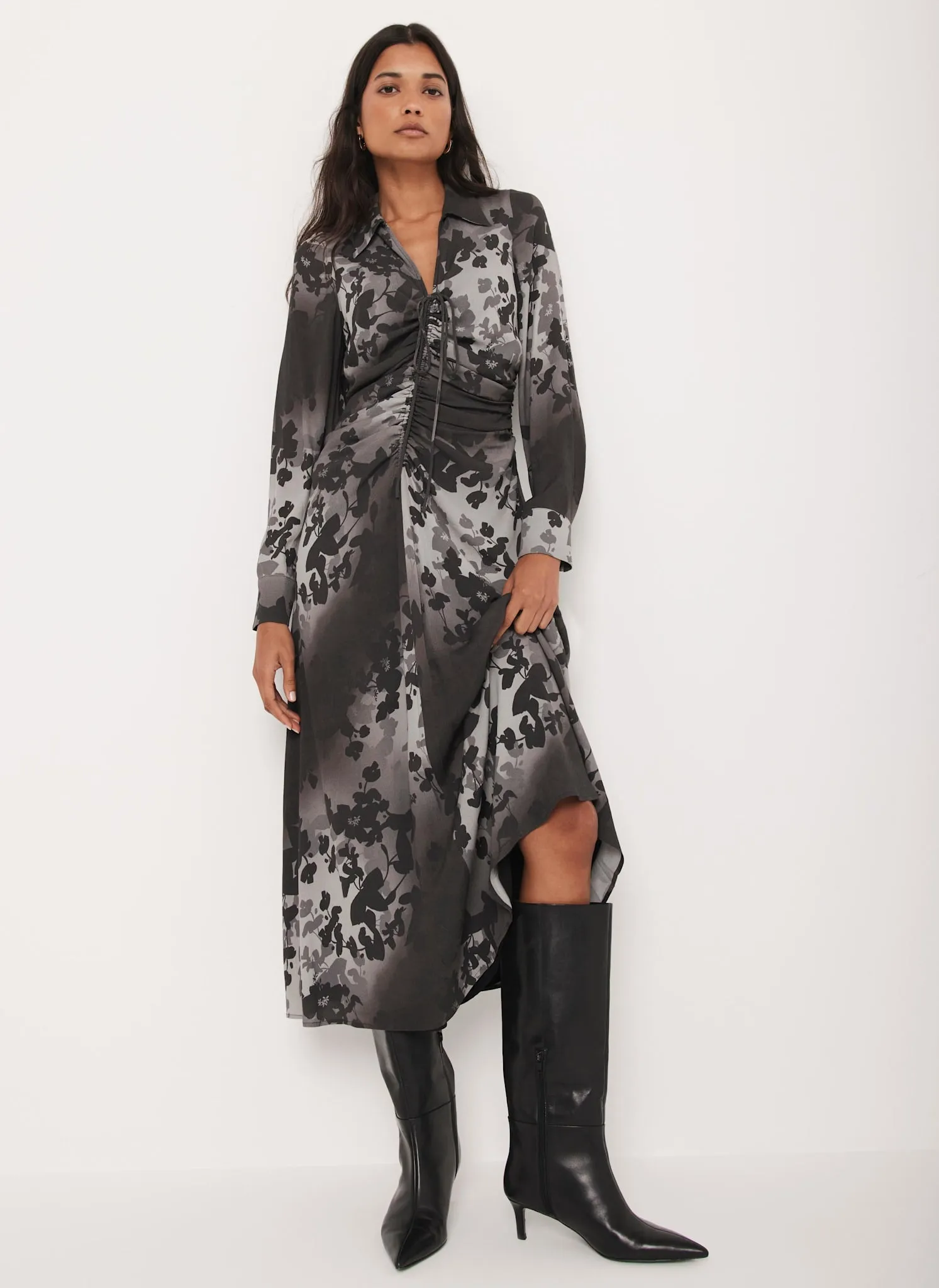 Black Floral Print Midi Dress sold by Mint Velvet product image thumbnail 3