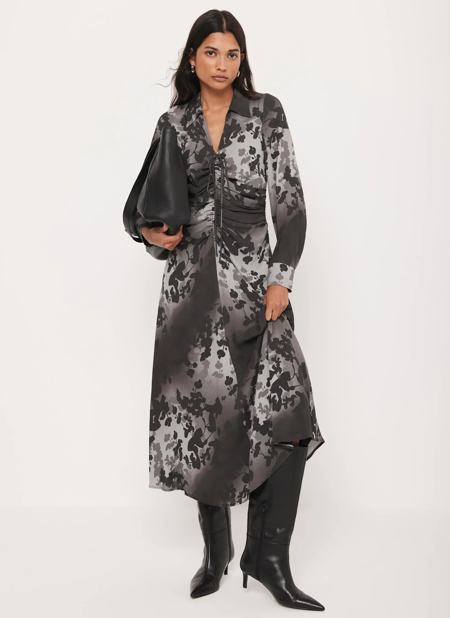 Black Floral Print Midi Dress sold by Mint Velvet