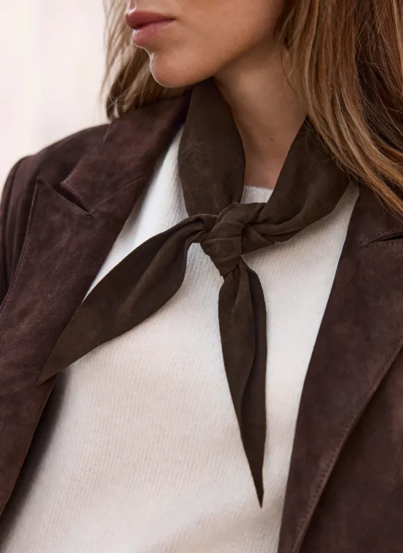 Brown Suede Mini Triangle Neck Scarf sold by Mint Velvet