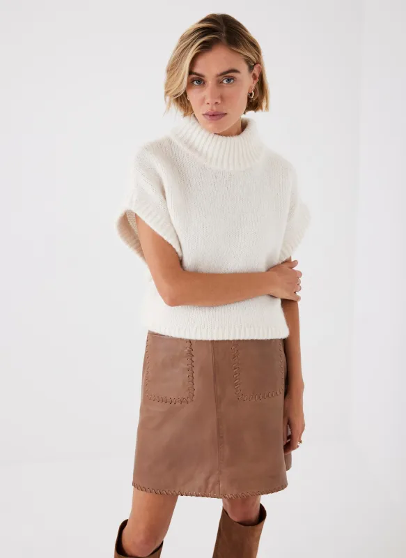 Tan Leather Mini Skirt sold by Mint Velvet