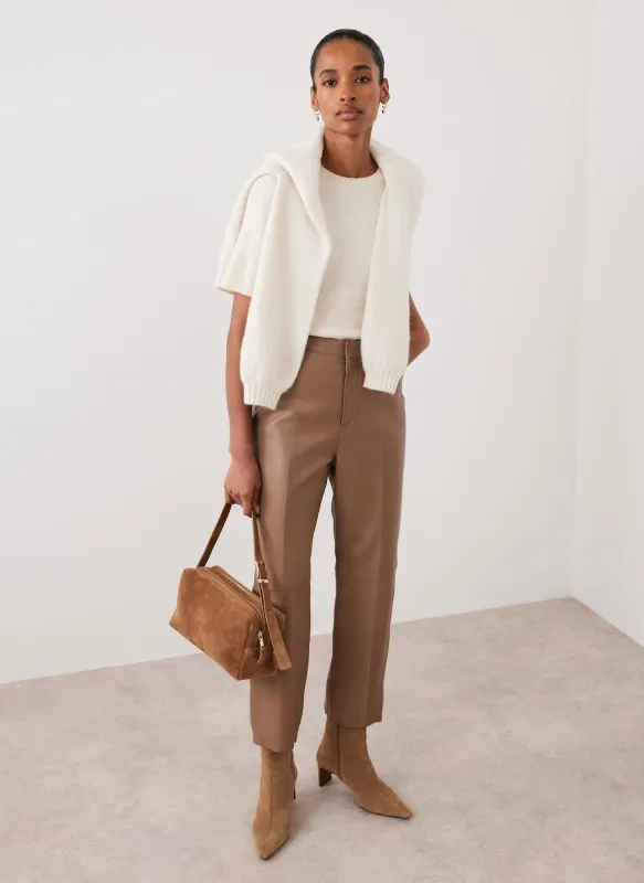 Tan Leather Tapered Trousers sold by Mint Velvet