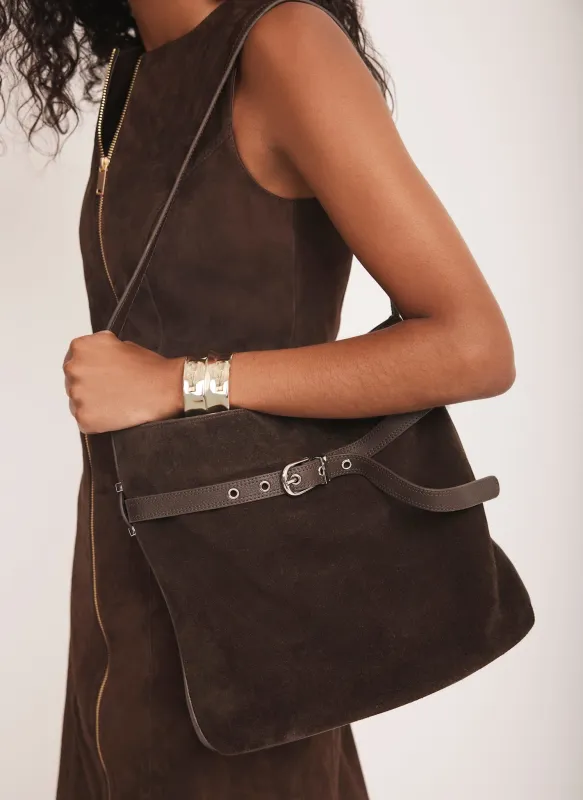 Maci Brown Suede Bucket Bag sold by Mint Velvet