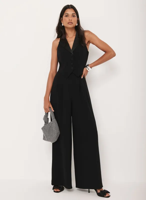 Black Tuxedo Wide Leg Jumpsuit sold by Mint Velvet