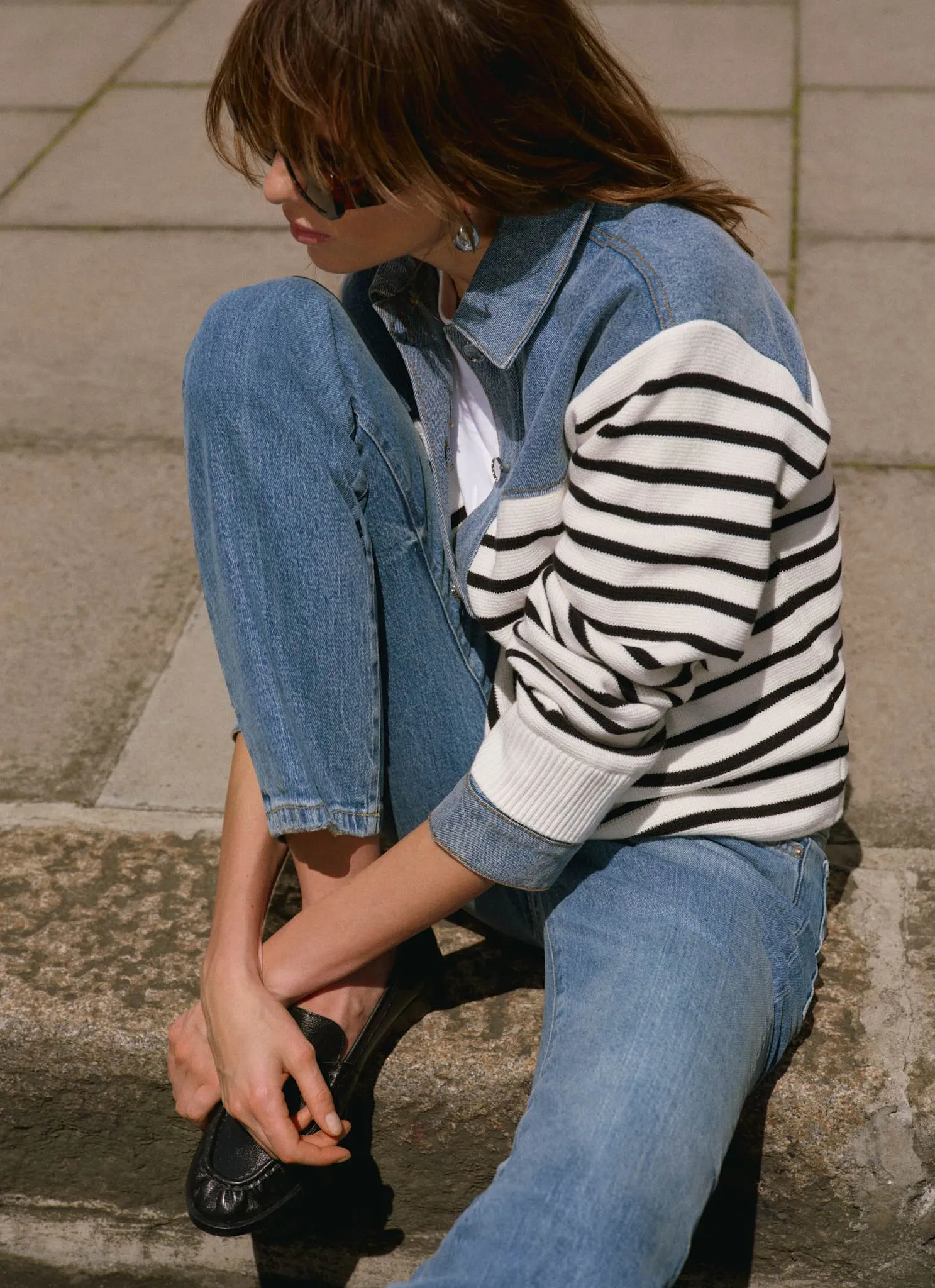 Blue Denim Striped Knit Jacket sold by Mint Velvet product image thumbnail 2