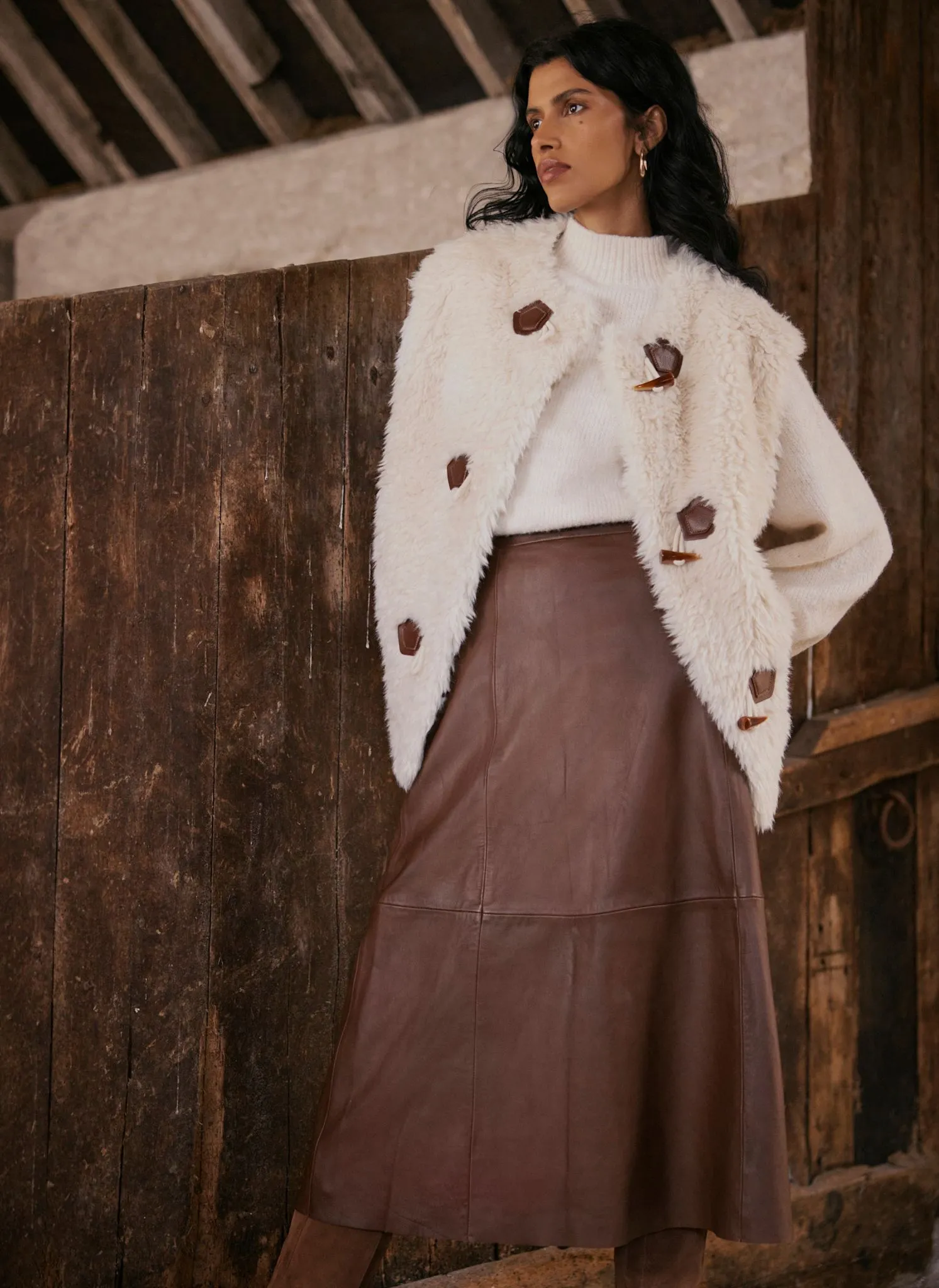 Tan Leather Midi Skirt sold by Mint Velvet product image thumbnail 4