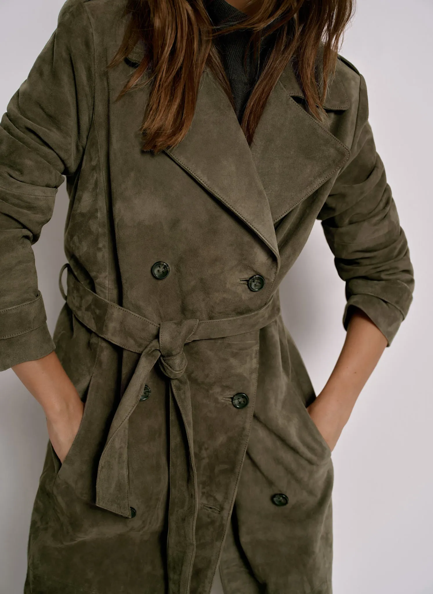 Khaki Suede Trench Coat sold by Mint Velvet product image thumbnail 4