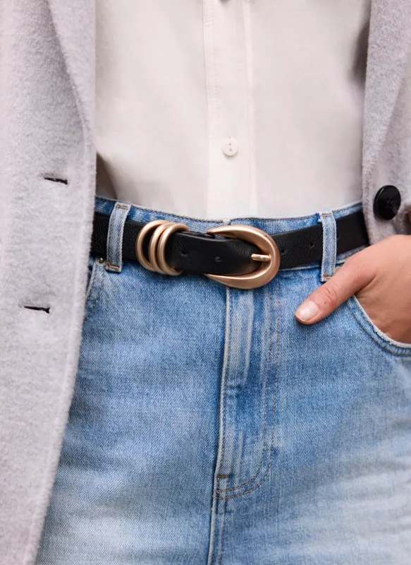 Black Leather Slim Belt sold by Mint Velvet