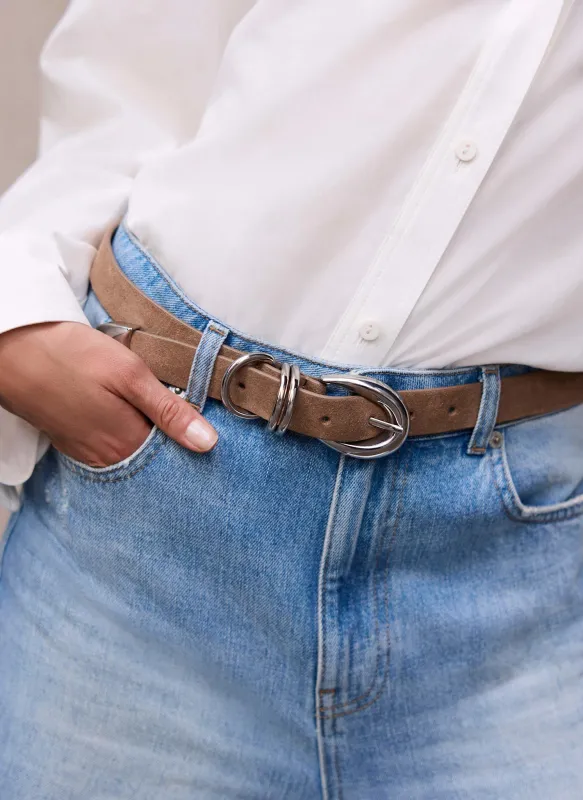 Tan Suede Buckle Belt sold by Mint Velvet