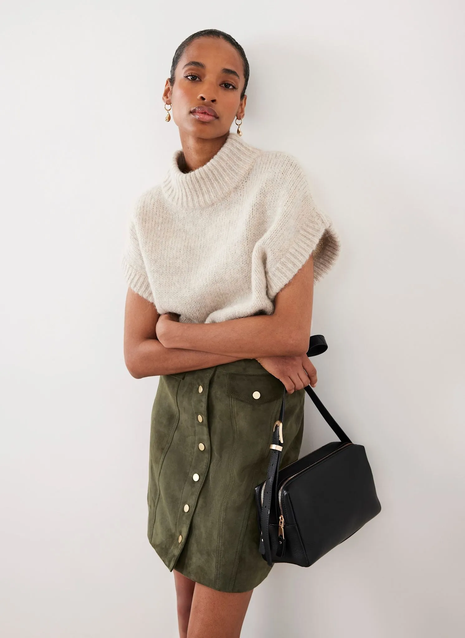 Khaki Suede Mini Skirt sold by Mint Velvet product image thumbnail 5