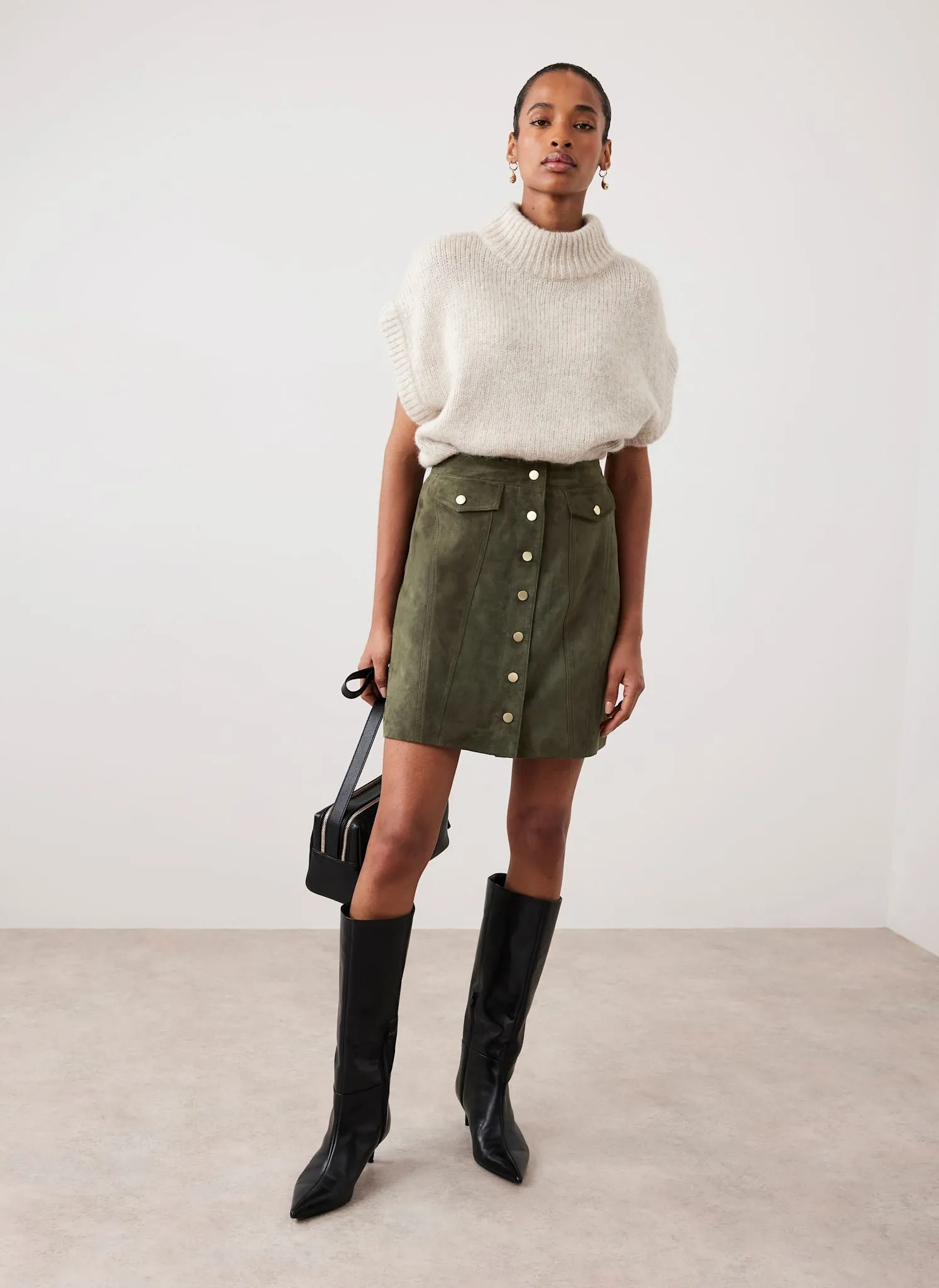Khaki Suede Mini Skirt sold by Mint Velvet product image thumbnail 3