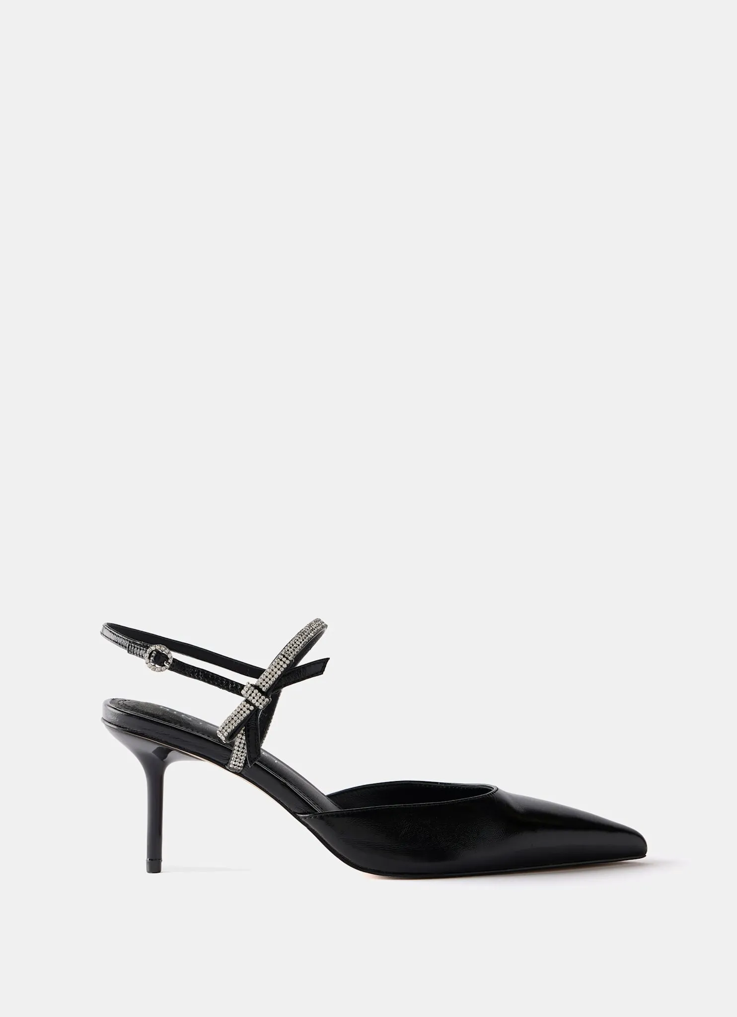 Kai Black Leather Diamante Trim Mid Heels sold by Mint Velvet product image thumbnail 2