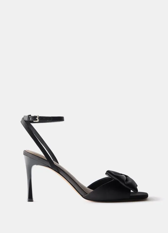 Noa Black Satin Bow Detail High Heels sold by Mint Velvet