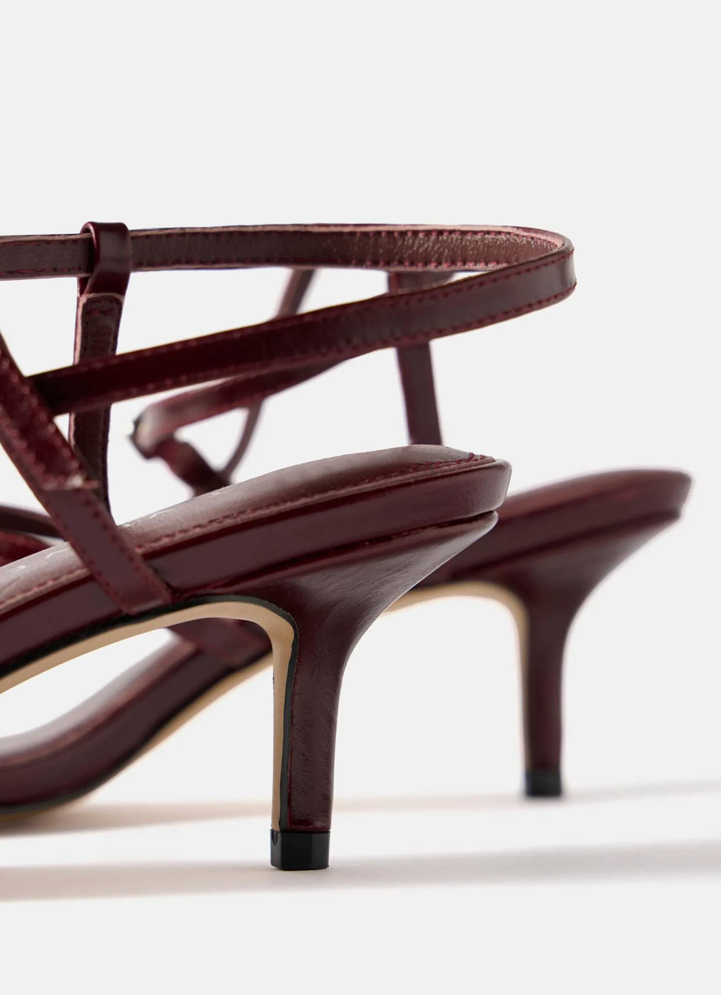 Eli Burgundy Leather Strappy Kitten Heels sold by Mint Velvet product image thumbnail 3