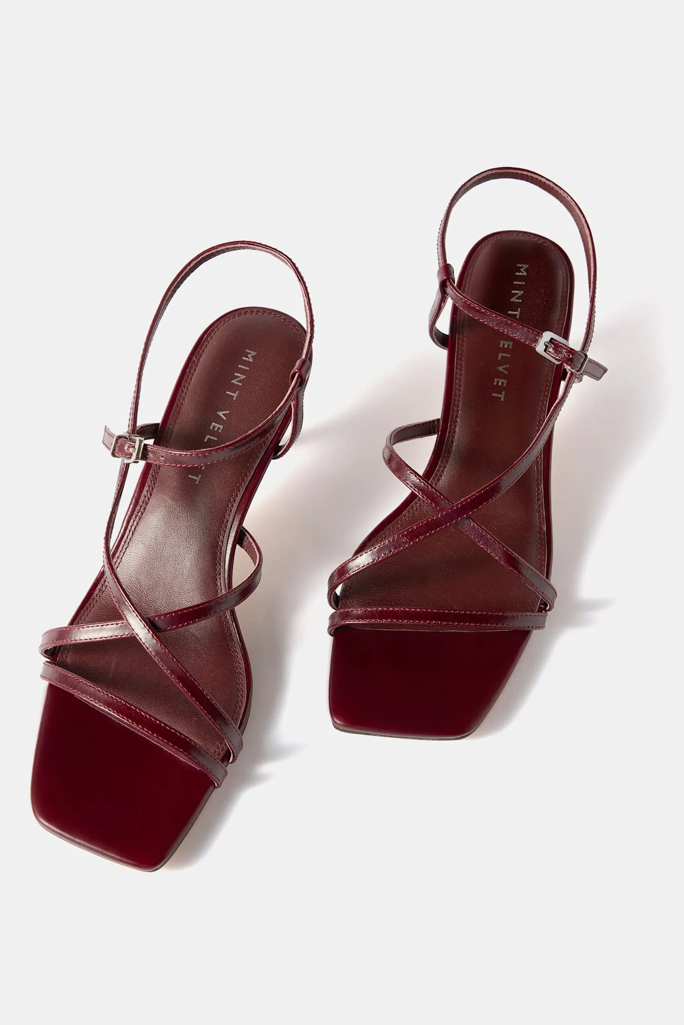 Eli Burgundy Leather Strappy Kitten Heels sold by Mint Velvet product image thumbnail 2