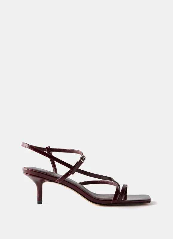 Eli Burgundy Leather Strappy Kitten Heels sold by Mint Velvet