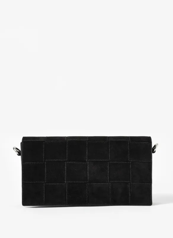Avi Black Suede Woven Clutch sold by Mint Velvet