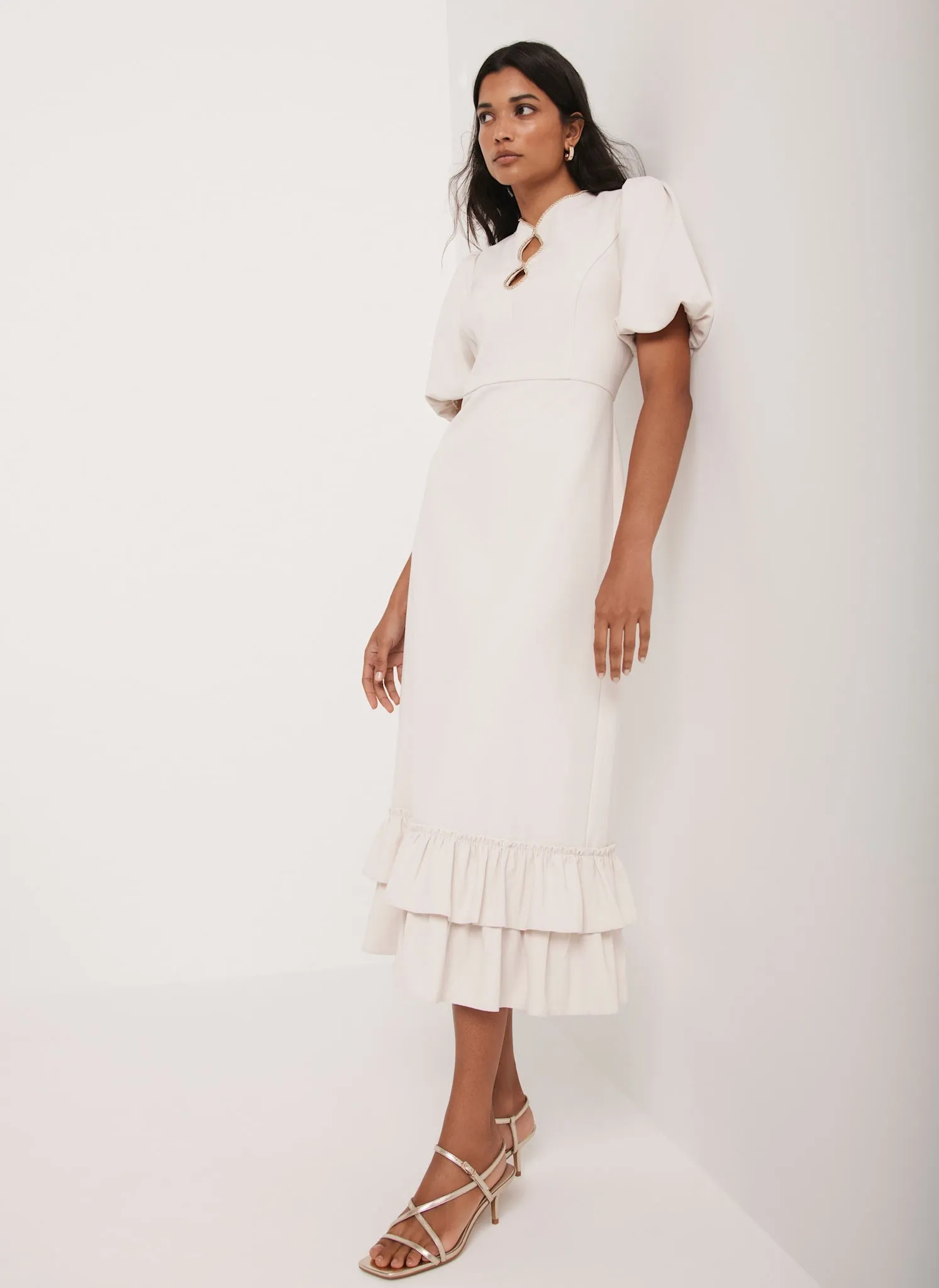 Cream Diamante Trim Midi Dress sold by Mint Velvet product image thumbnail 2