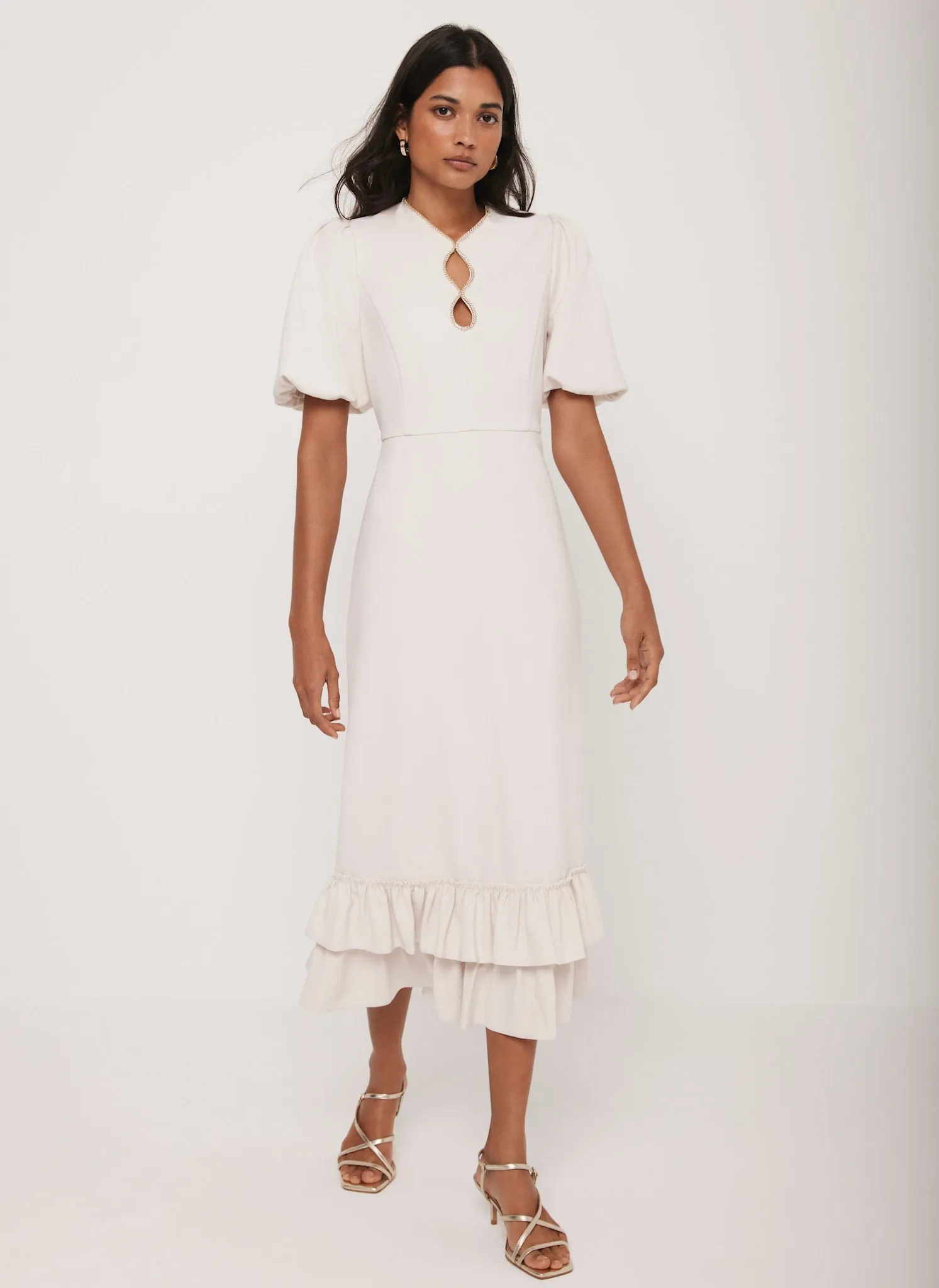 Cream Diamante Trim Midi Dress sold by Mint Velvet product image thumbnail 5